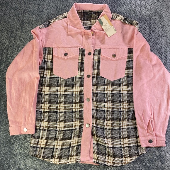 BTFBM Tops - BTFBM Women‎ Long Sleeve Shirts Button Down Plaid Casual Flannel Shirt Size S